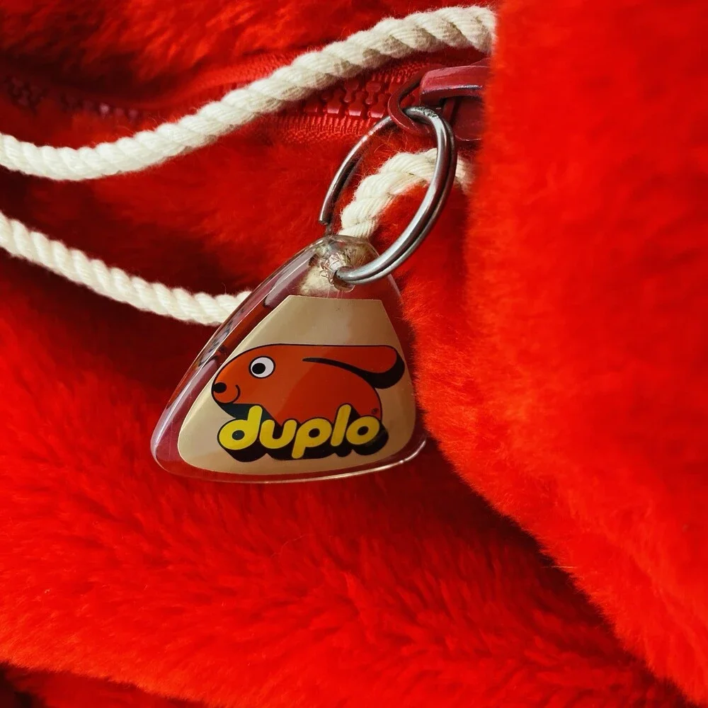 Vintage 1984 LEGO Duplo Red Bunny Rabbit Storage Bag Purse Blocks Carry Case